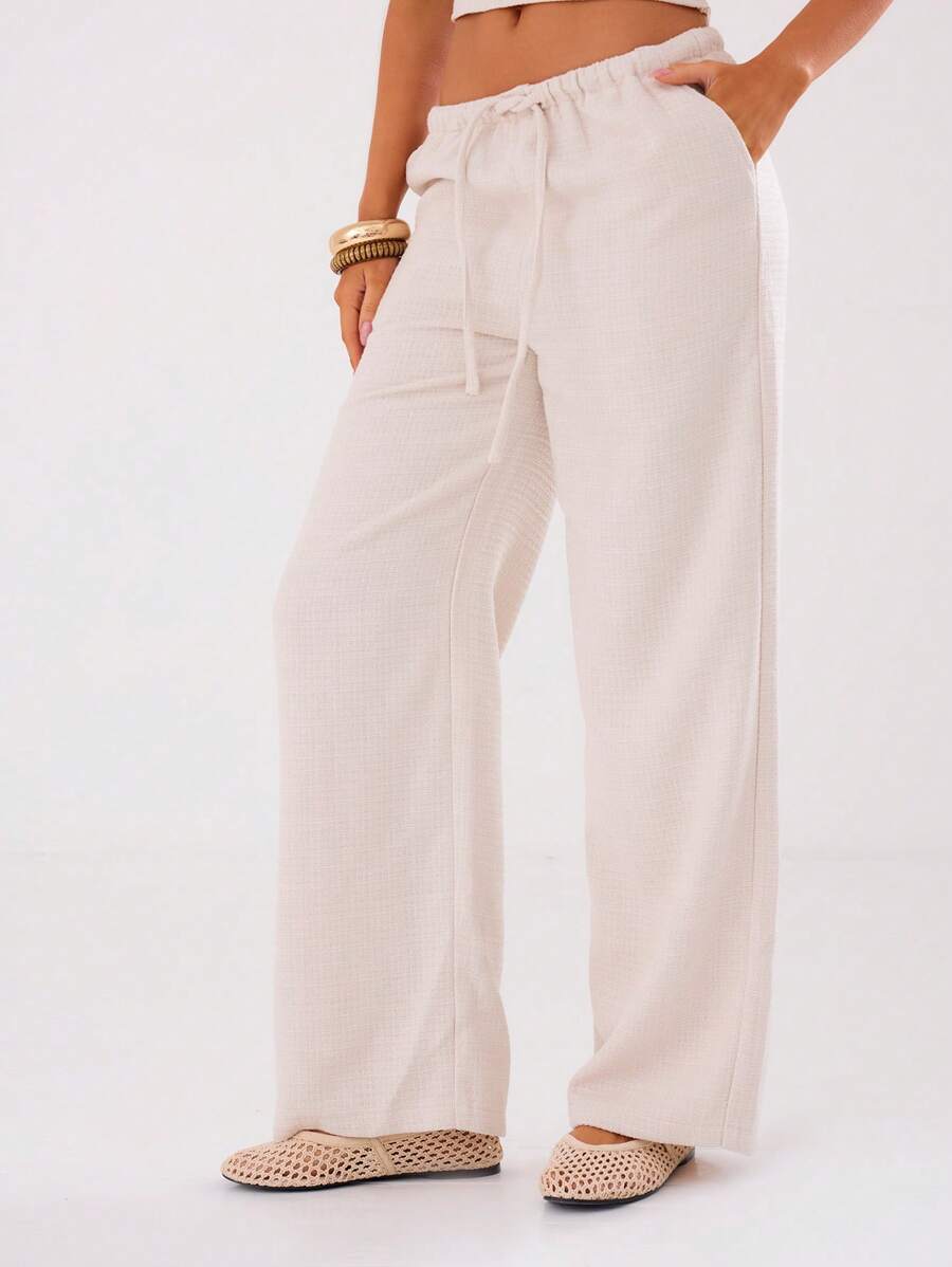 MUSERA 夏季女裤 波西米亚风 夏季可爱 优雅 夏季时尚 复活节休闲 - 咖啡棕 - 查看 1