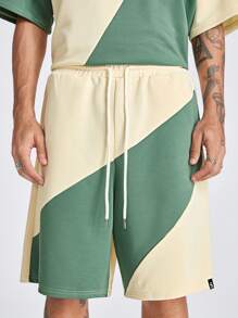 Manfinity VCAY Men's Loose Round Neck Patchwork Short Sleeve T-Shirt Set, Suitable For Summer - Black - View 5