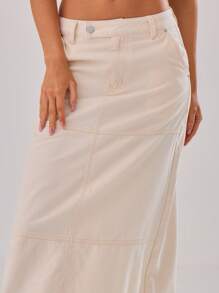 MUSERA Maxi Carpenter牛仔半身裙，90年代春夏性感风 - 米色 - 查看 5