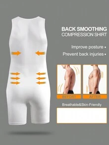 Hombre, enterizo moldeador con estampado de escamas de pez - Blanco - Ver 5