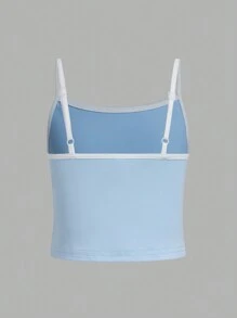 SHEIN Girlism Tween Girl Sports Streetwear Color-Block Casual Cami Top With Shoulder Strap For Spring And Summer