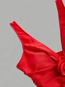 Swim Oasis 1 pieza Traje de baño de una sola pieza con decoración floral 3D para mujeres para vacaciones de verano