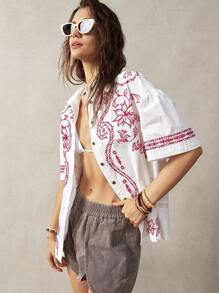 Bohemela 女性教師度假刺繡裝飾休閒襯衫 - 白色 - 查看 8