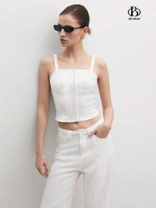 BizChic Women's Business/Office Wear Elegant Open Shoulder Cami Blouse Top, Date Night Outfit - White - View 8