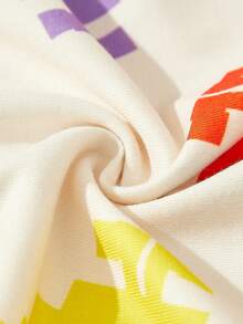 Mr Men Little Miss X SHEIN 年輕男孩多巴胺五彩卡通印花休閒圓領下墜肩短袖TEE - 杏色 - 查看 9