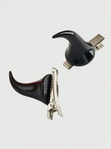 ROMWE Goth 1 cặp kẹp tóc sừng quỷ đen Halloween, lý tưởng để trang trí sân khấu, lễ hội và tiệc tùng Phụ kiện quỷ kẹp tóc kẹp tóc kẹp tóc - Nhiều màu - Xem 3