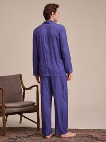 EverLounge 男式全印花鈕扣前口袋家居服套裝 - 彩色 - 查看 2