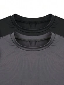 INAWLY Solva 2pcs Solid Crop Round Neck Tee - Multicolor - View 4