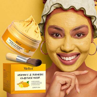 4.23 盎司维生素 C 和姜黄粘土面膜姜黄去角质面膜黑头深层清洁面膜维生素 C 去角质面膜针对大毛孔、污垢和油性皮肤的外观，是母亲节礼物的完美之选