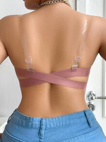 大尺寸純色前扣內衣帶鋼圈，1件 - 棕色 - 查看 2