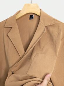 Manfinity Homme Men Solid Pocket Patched Shirt - Khaki - View 4