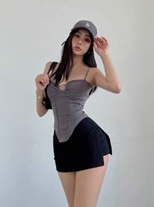 INAWLY تنورة نسائية عارضة بحجم كبير ولون سادة لفصل الصيف