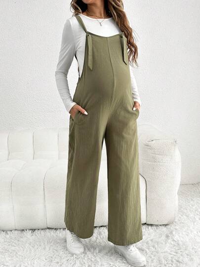 SHEIN Maternity Casual Adjustable Strap Loose Jumpsuit