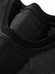 Men's Summer Letter Embossed Print Round Neck Short Sleeve Casual T-Shirt - Black - View 5