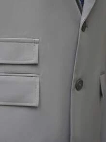 Manfinity Mode Men's Business Suit With Notch Lapel - Grey - View 4