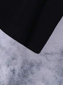 تي شيرت المراهقين بنمط كتل الألوان ، ياقة دائرية ، بلوفر ، قطن وكتان - الأسود - مشاهدة 3