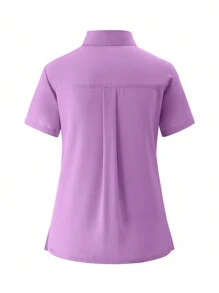 Women's Matte Elastic Jogging Uniform, Nursing Scrub, Hand Washing, Breathable Brushed Clothing, With Pockets Set - Mauve Purple - View 5