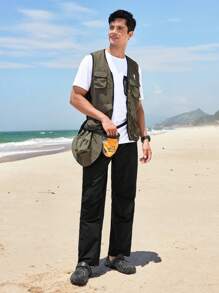 In My Nature Men Letter Graphic Drawstring Waist Outdoor Pants