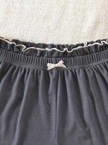 2入組生菜邊蝴蝶結前短睡褲 - 深灰色 - 查看 4