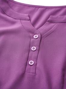TaskEZ 柔软舒适的半纽扣磨砂制服上衣 - 紫色 - 查看 6
