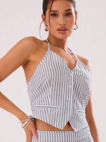 MUSERA 夏季细条纹吊带背心上衣，适合度假、春夏假期 - 彩色 - 查看 5