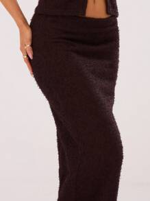 MUSERA Solid Color Maxi Skirt Elegant Summer Sexy  Party - Coffee Brown - View 5