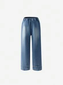 SHEIN Explorewe New Arrival Retro American High Street Style Inverted Washed Jeans For Teen Boys - Medium Wash - View 3