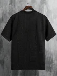 Men's Summer Letter Embossed Print Round Neck Short Sleeve Casual T-Shirt - Black - View 2