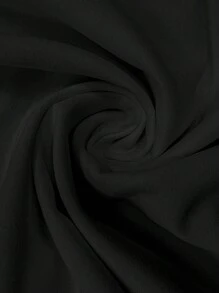 SHEIN Unity قميص نسائي أنيق للصيف بأكمام طويلة وياقة واقفة بلون سادة - الأسود - مشاهدة 4