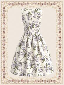 Vintamour Vestido elegante vintage para mujer con estampado floral, sin mangas, cinturón a la cintura, vestido mini primavera/verano con dobladillo de paraguas, vestido para el Día de la Madre, vestido de verano para mujer, vestido de verano, vestido de fiesta de verano, vestido floral de verano para invitada de boda, vestido para carrera de caballos, vestidos, vestido de graduación, vestido de madre de la novia, atuendo del Día de la Madre, vestido blanco de graduación, atuendo de graduación, vestido de princesa, atuendo de boda, vestido de brunch, vestido de fiesta de graduación, vestido verde - Albaricoque - Ver 8