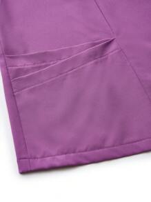 TaskEZ 柔软舒适的半纽扣磨砂制服上衣 - 紫色 - 查看 5
