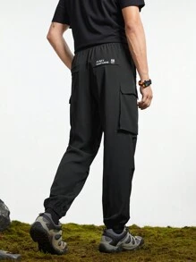 In My Nature Men's Letter Printed Outdoor Utility Pants - Black - View 2