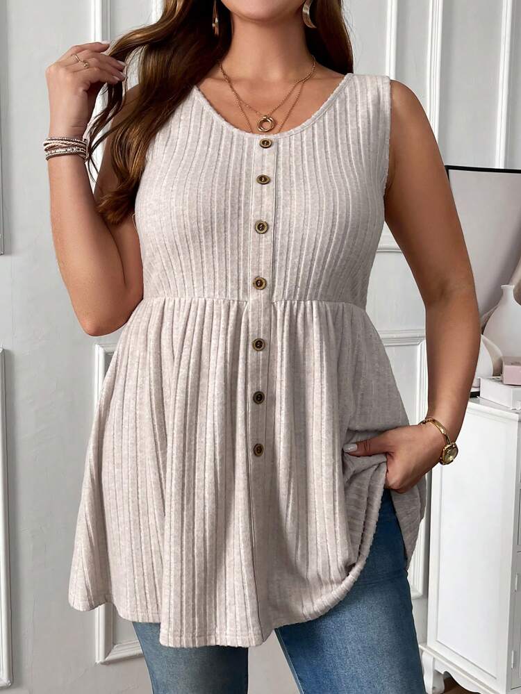 Plus Size Solid Color Summer Ladies' Tank Top With Wide Strap,Spring/Vacation
