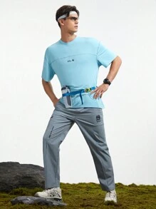 In My Nature Men Letter Graphic Outdoor Tee Without Bag - Blue - View 8