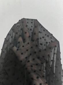 SHEIN MOOSTA 大码编织休闲可爱衬衫荷叶边上衣 - 黑色 - 查看 8