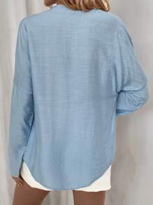 SHEIN LUNE Blusa de hombro caído con medio botón
