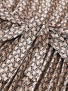 SHEIN Clasi 大尺碼女性幾何圖案印花圓領長裙 - 杏色 - 查看 3