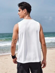 In My Nature Men's Summer Casual Outdoor Letter Printed Top - White - View 10