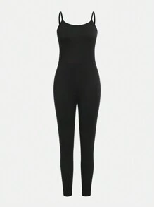 SHEIN Wildeya Teenage Girls' Casual Street Style Simple Strap Jumpsuit With Cropped Pants