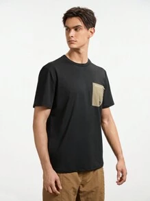 In My Nature 男士戶外彩塊拉鍊設計短袖休閒運動T恤