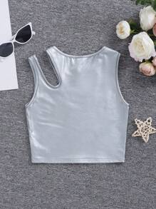 SHEIN Top De Tanque Sin Mangas Falso Elástico De Moda Deportiva Callejera Para Chicas Adolescentes
