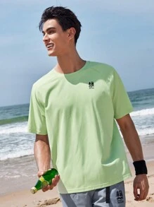 In My Nature Men Letter Graphic Short Sleeve Outdoor Tee For Summer