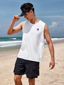 In My Nature Men's Summer Casual Outdoor Letter Printed Top - White - View 6