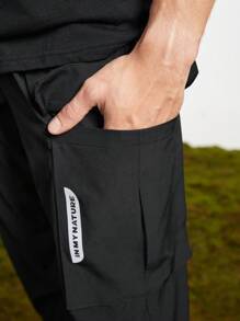 In My Nature Men's Letter Printed Outdoor Utility Pants - Black - View 6