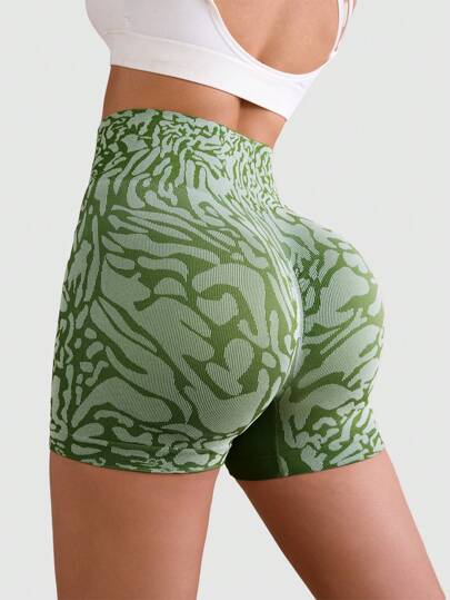 Core Rhythm 女士印花无缝简约日常运动短裤女士运动短裤、健身短裤、骑行短裤