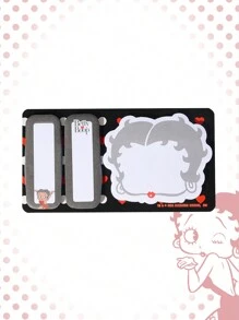 Betty Boop | ROMWE 1 Set Cute Cartoon Self-Adhesive Memo Pad For Leaving Messages And Taking Notes, School - Black and White - View 1