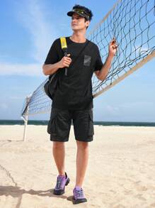 Gym Rark Men Geo Print Outdoor Tee For Summer - Black - View 3