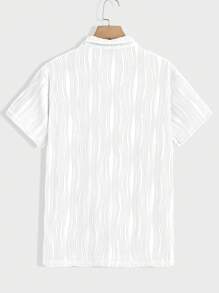 Manfinity Homme Men's Solid Color Single-Breasted Short Sleeve Top And Drawstring Waist Shorts Casual Set, Summer - White - View 9