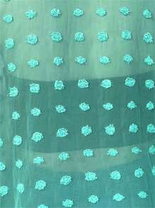 Calvaya Plus Swiss Dot Drop Shoulder Open Front Coat - Green - View 6