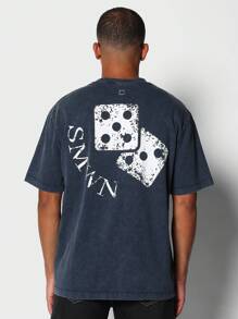 SUMWON Áo thun tay ngắn dáng ôm vừa vặn có in hình ở lưng - Màu xanh nhạt - Xem 1